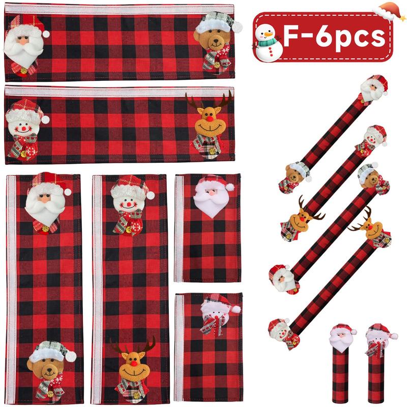 Christmas Refrigerator Handle Covers | Plush Plaid Wraps