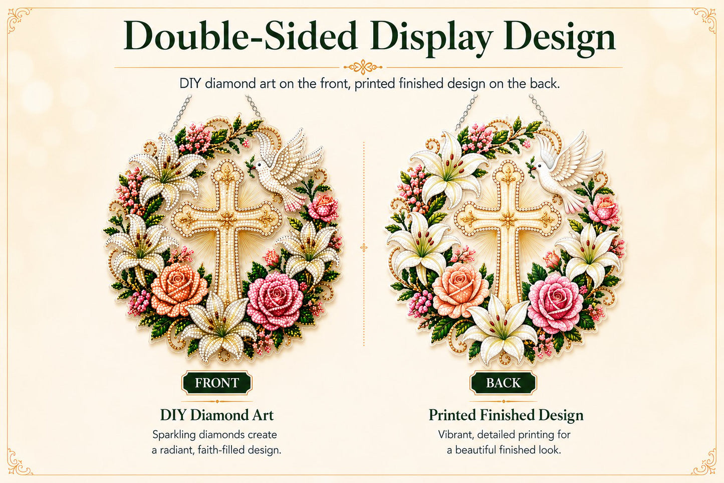 Christian Cross & Dove Diamond Art Hanging Ornament Kit