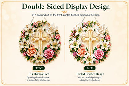 Christian Cross & Dove Diamond Art Hanging Ornament Kit