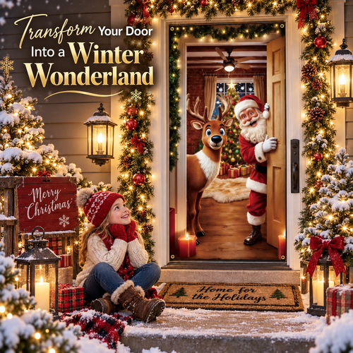 🎄Magical Christmas Door Cover & Holiday Party Banner