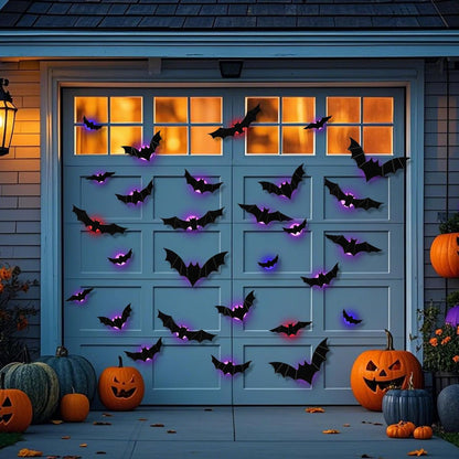 Halloween Bats Wall Decor with Lights – 3D Spooky Stickers for Home