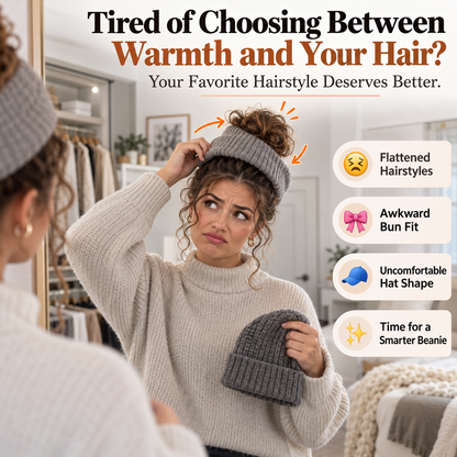 Messy Bun Beanie | Ribbed Knit Hat with Ponytail Opening, product image 2