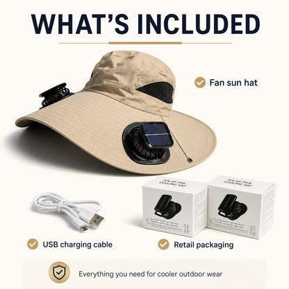 Dual Solar/USB Powered Fan Safari Hat