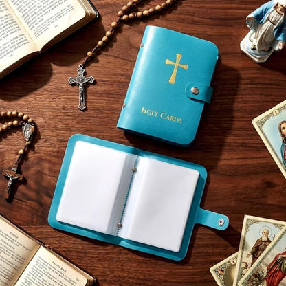 Catholic Genuine Leather Holy Card Holder
