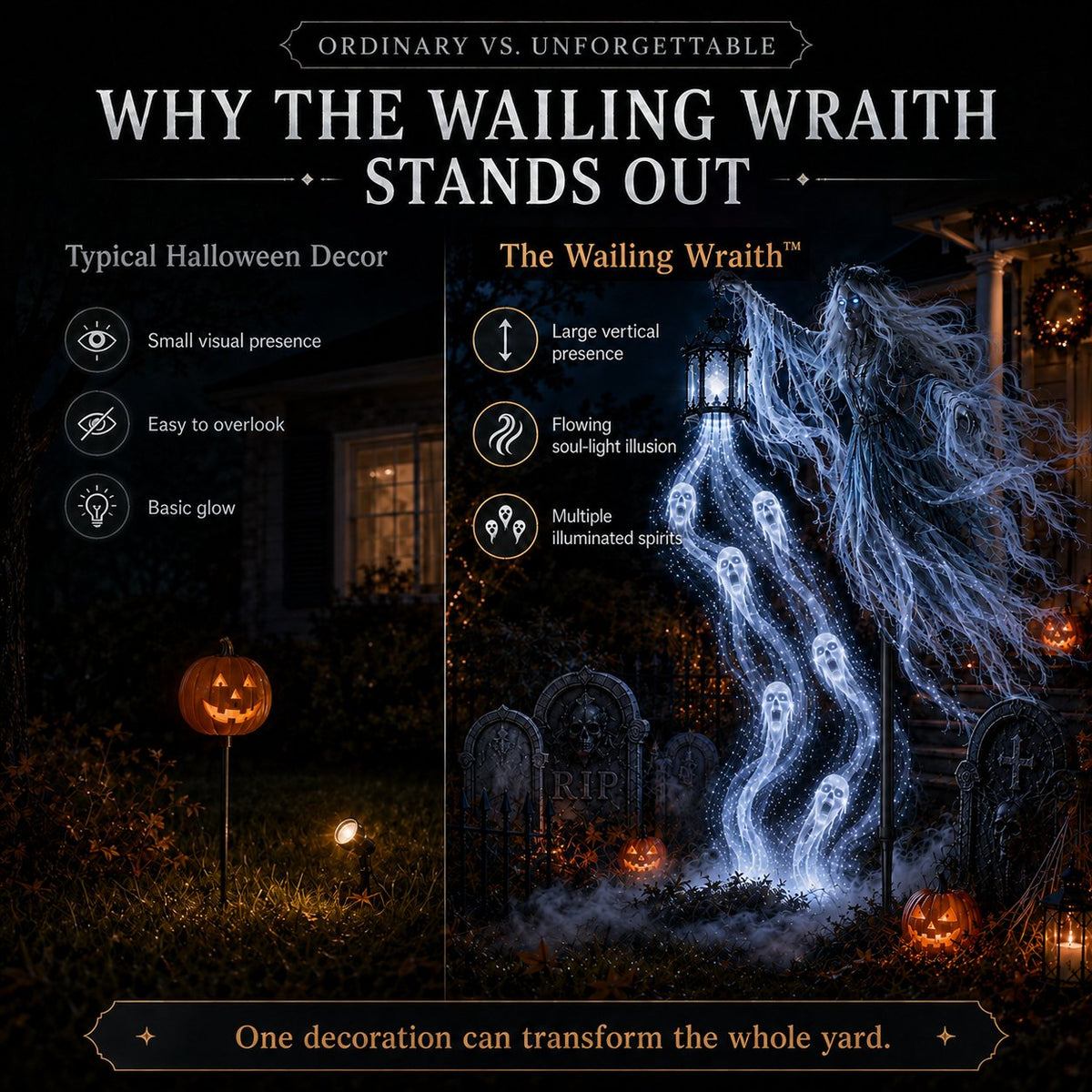 💀Wailing Wraith Lighted Halloween Yard Decoration (31.5*16in)