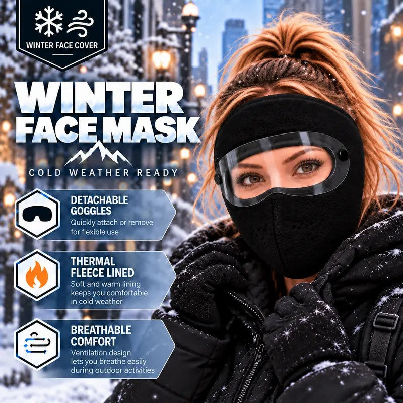 Fleece-lined winter face mask with detachable goggles, product view 3