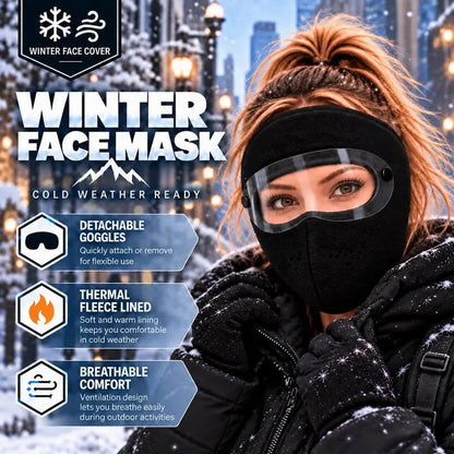 Fleece-lined winter face mask with detachable goggles, product view 3