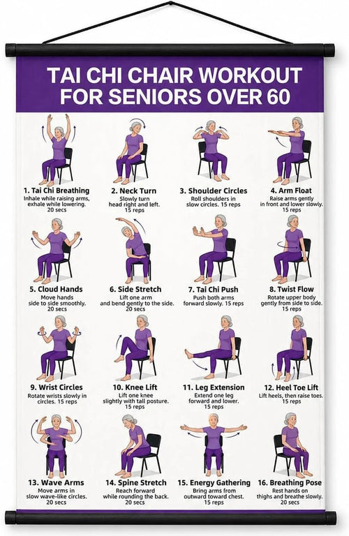 Tai Chi Chair Workout Chart for Seniors (16 x 24 inches)