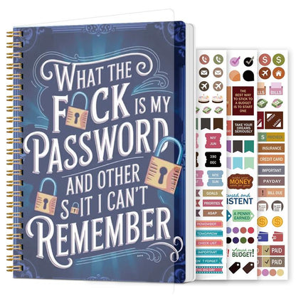 Funny Password Notebook - Spiral Bound with Lock Icons & Funny Security Phrases