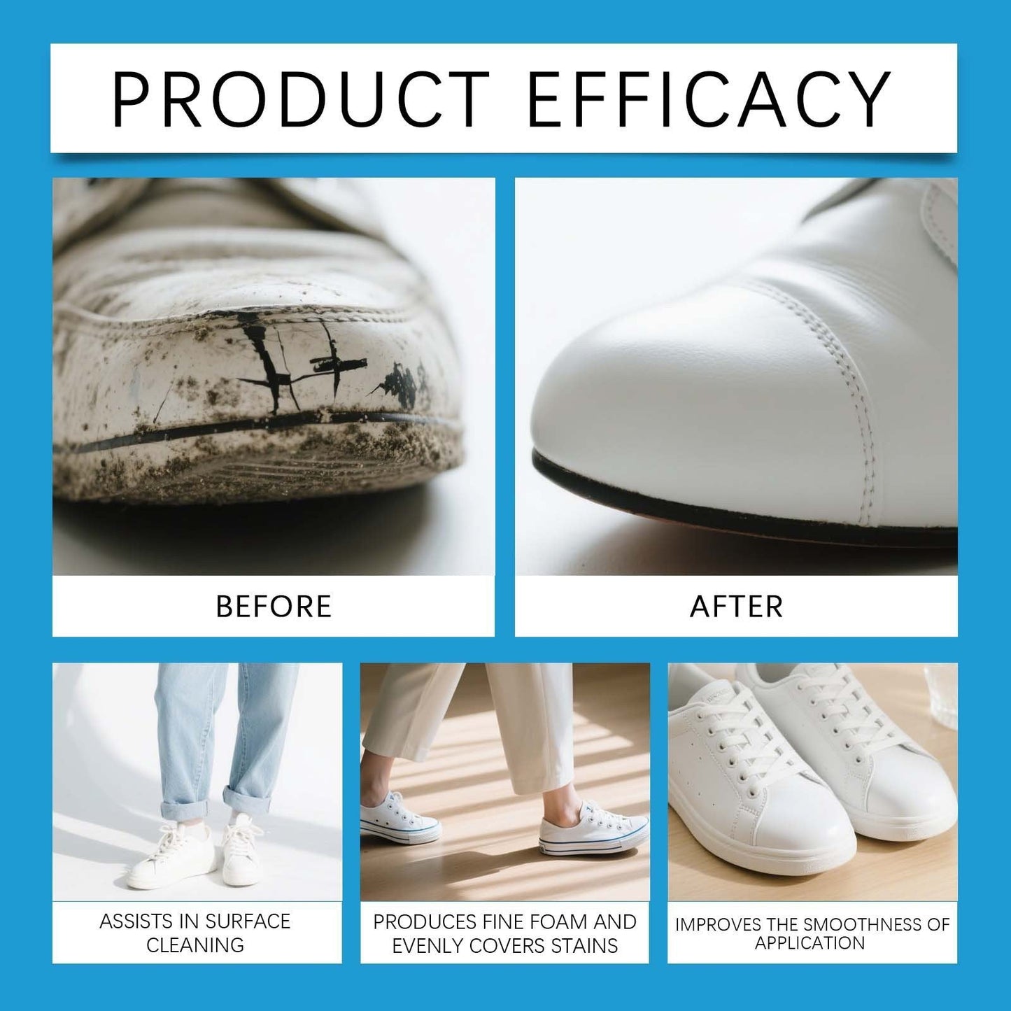 White Shoe Cleaner Cream  |   Multipurpose No-Wash Solid Comes with Sponge