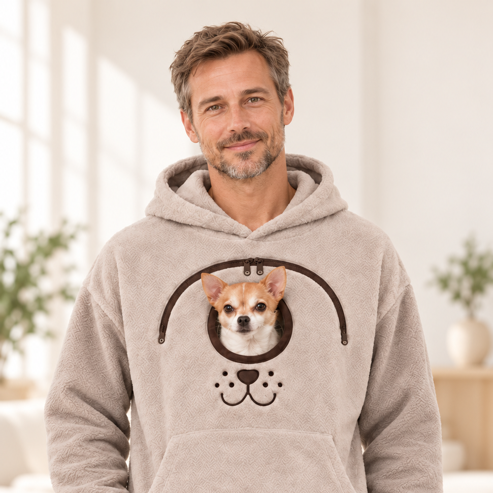 🐾 Cozy Pet Carrier Hoodie — Built-In Pouch for Cats & Small Dogs