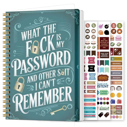 Funny Password Notebook - Spiral Bound with Lock Icons & Funny Security Phrases