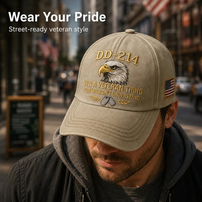 DD-214 Veteran Embroidered Cap with Free Pride Coin
