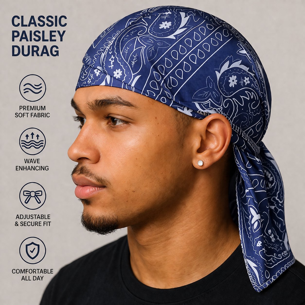 Classic Fit Hat with Paisley Design
