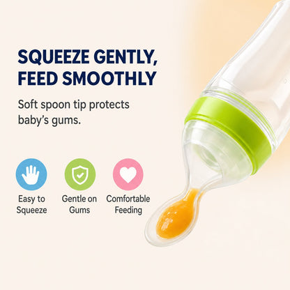 Baby Food Squeeze Spoon Feeder | 2-In-1 Silicone Feeding Bottle 👶