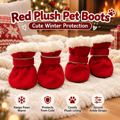 Soft Velvet Puppy Booties | Non-Slip Paw Covers, Set of 4
