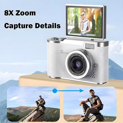 Portable 1080P Flip Screen Camera – Compact Pocket Vlog Camera with 32GB