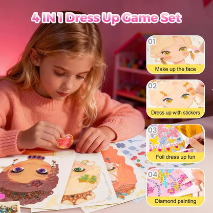 👗Special Diamond Painting & Princess Book Makeup Craft Kits Foil Art Books Set Play on Paper