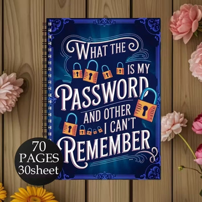 Funny Password Notebook - Spiral Bound with Lock Icons & Funny Security Phrases