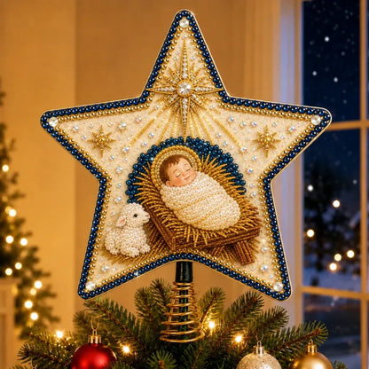 ⭐ Faith Inspired Pearl Diamond Art Christmas Tree Topper Craft Kit