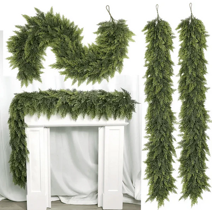 🎅⛄Christmas Artificial Cypress Leaf Vine Wreath🎄(1.8m)