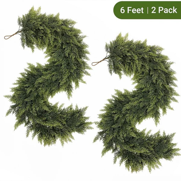 🎅⛄Christmas Artificial Cypress Leaf Vine Wreath🎄(1.8m)