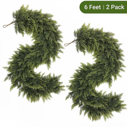 🎅⛄Christmas Artificial Cypress Leaf Vine Wreath🎄(1.8m)