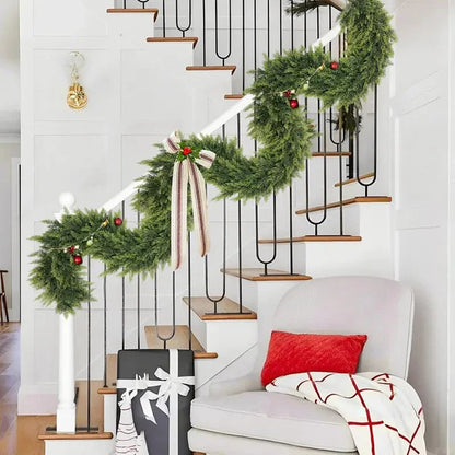 🎅⛄Christmas Artificial Cypress Leaf Vine Wreath🎄(1.8m)