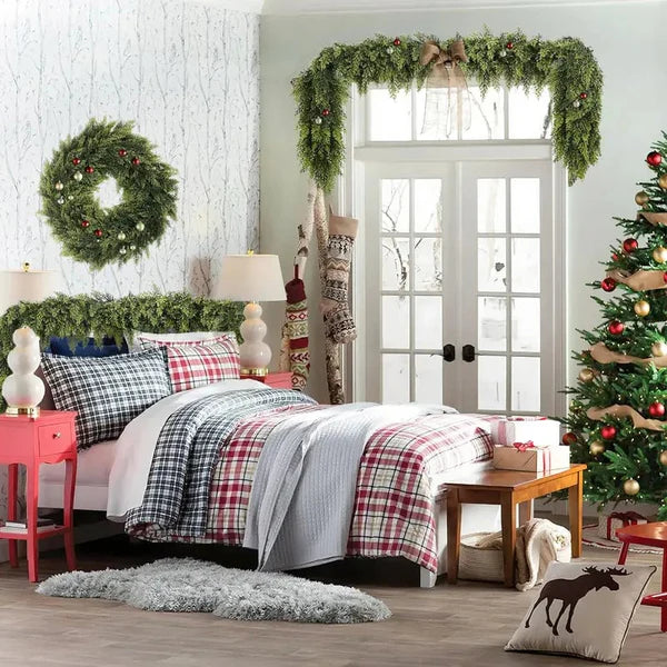 🎅⛄Christmas Artificial Cypress Leaf Vine Wreath🎄(1.8m)