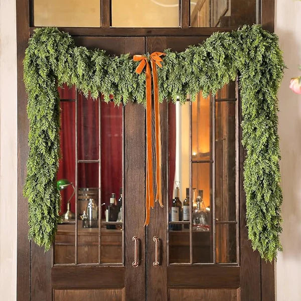 🎅⛄Christmas Artificial Cypress Leaf Vine Wreath🎄(1.8m)
