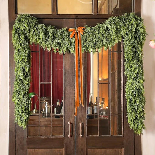 🎅⛄Christmas Artificial Cypress Leaf Vine Wreath🎄(1.8m)