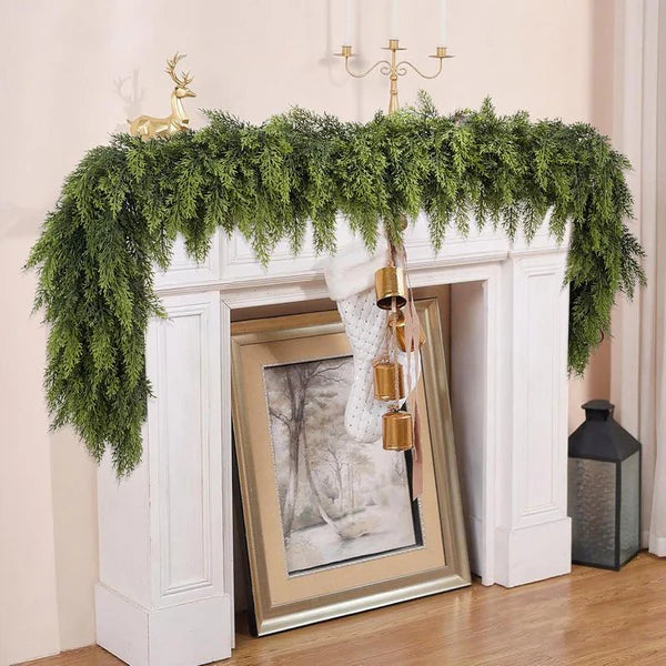 🎅⛄Christmas Artificial Cypress Leaf Vine Wreath🎄(1.8m)