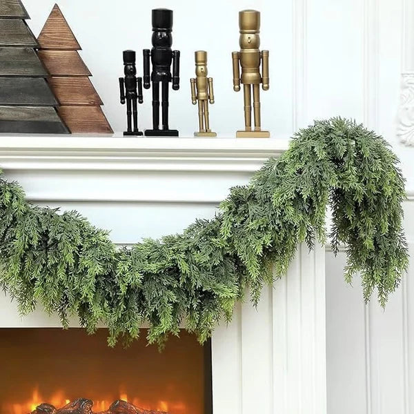 🎅⛄Christmas Artificial Cypress Leaf Vine Wreath🎄(1.8m)