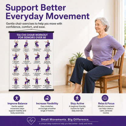 Tai Chi Chair Workout Chart for Seniors (16 x 24 inches)