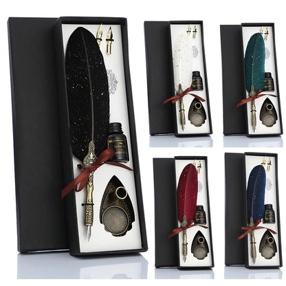 Vintage Signature Pen Calligraphy Set – Feather Pen for Writing