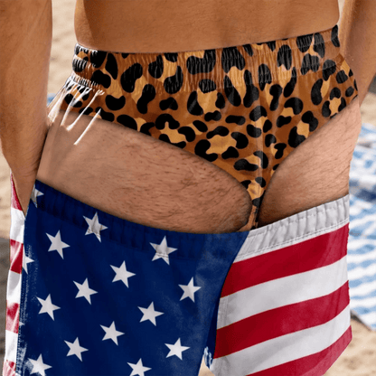 Funny Patriotic Men Swim Trunks - Personalized Birthday Gifts