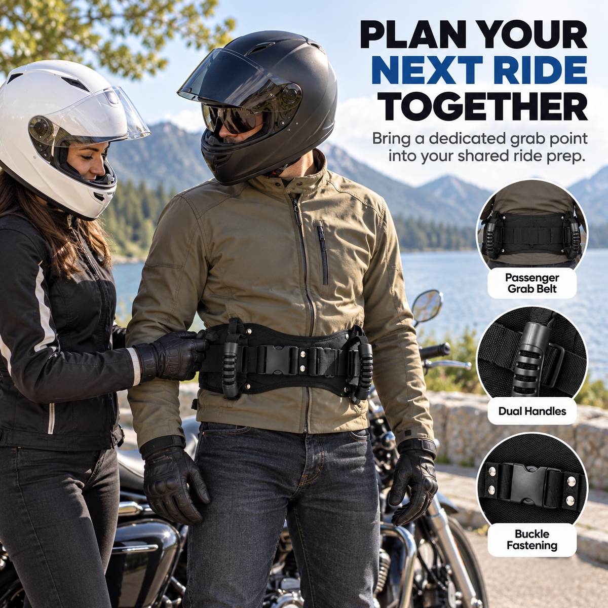 🏍️🤝 Ride Together – Motorcycle Passenger Grab Belt