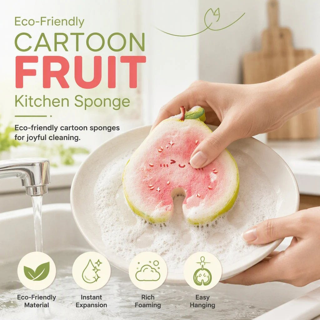 🧴✨Cute fruit-shaped dishwashing sponge brush