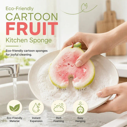 🧴✨Cute fruit-shaped dishwashing sponge brush