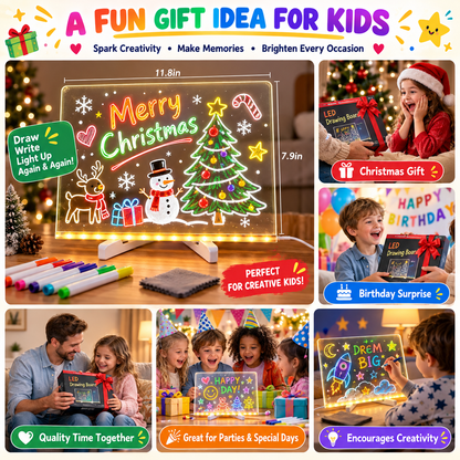 Creative Rewritable Acrylic LED Message Board 🎨 (set come with 7 Pens)