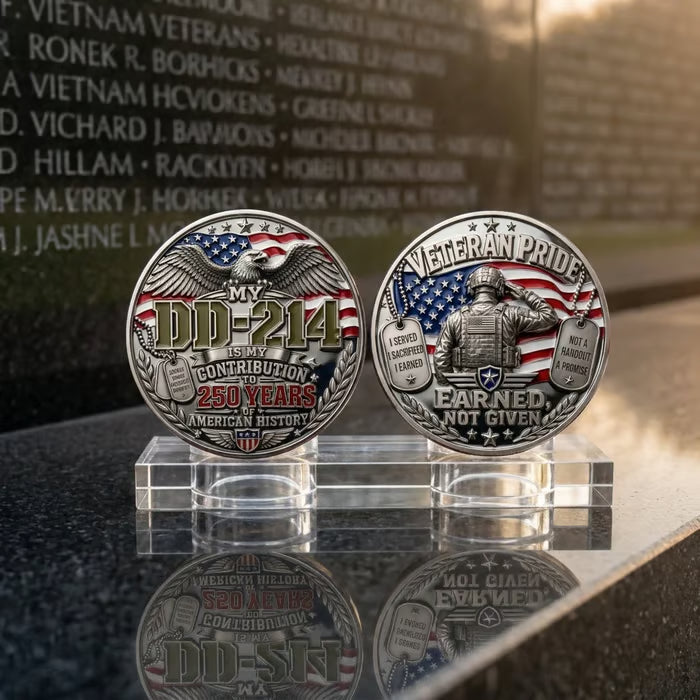 DD-214 Veteran Embroidered Cap with Free Pride Coin
