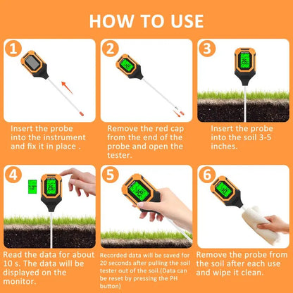 4-in-1 Soil Moisture Meter Ph Tester