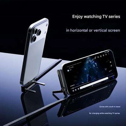 ⚡2-in-1 Invisible Holder Charger Cable – 240W Fast Charging Cord with Built-In Phone Stand