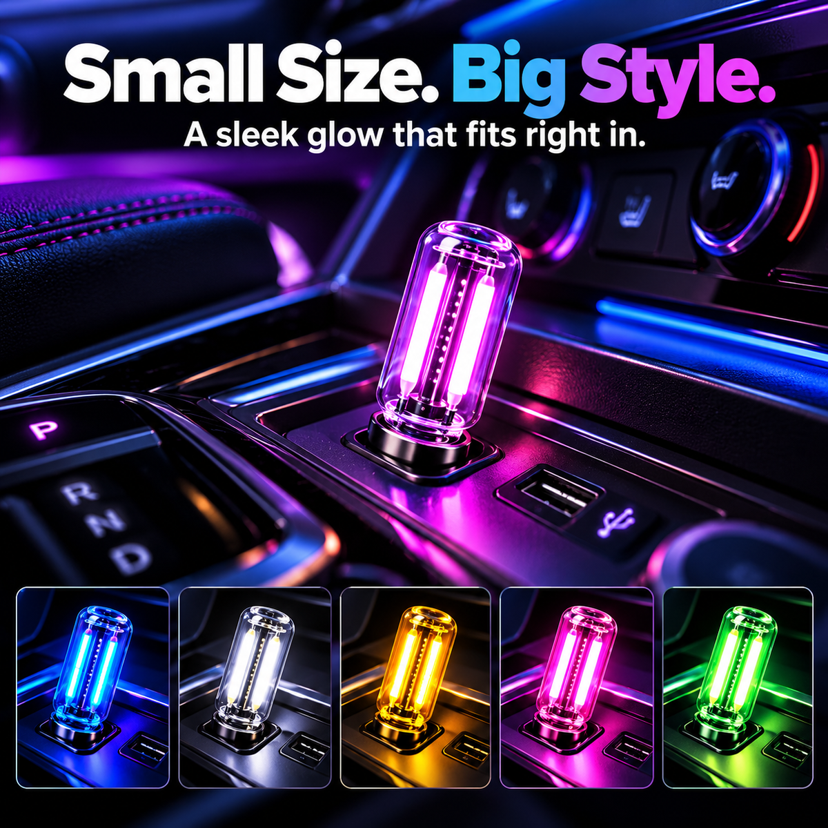 Dimmable USB Car Night Light | Touch-Control LED Accent Light, product image 1