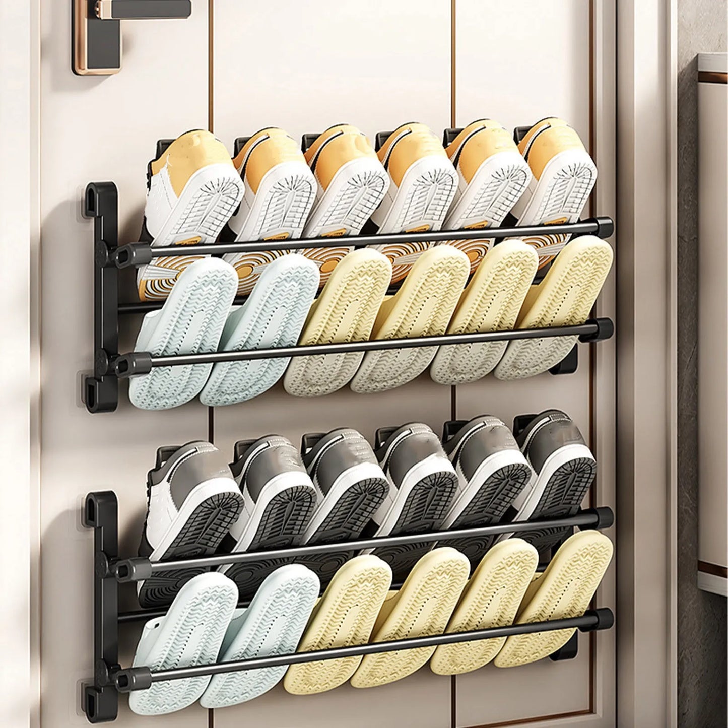 Fold-Flat Wall-Mounted Shoe Rack