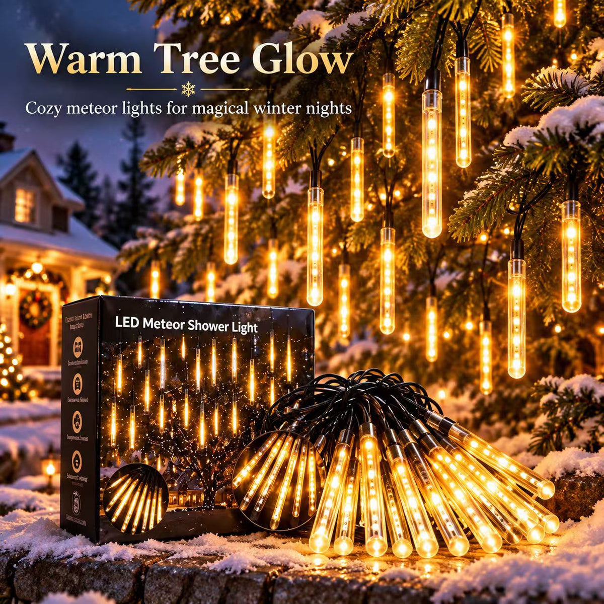 ✨ LED Meteor Shower Lights – Waterproof Falling Rain Christmas Lights for Indoor & Outdoor Decor