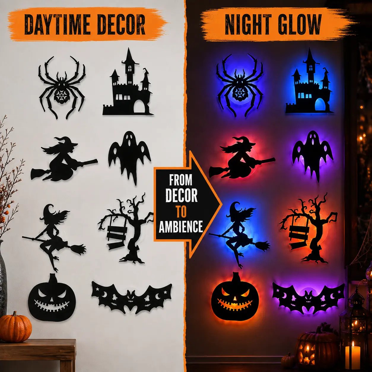 🎃 Halloween LED Silhouette Wall Light Stickers