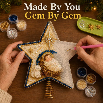 ⭐ Faith Inspired Pearl Diamond Art Christmas Tree Topper Craft Kit