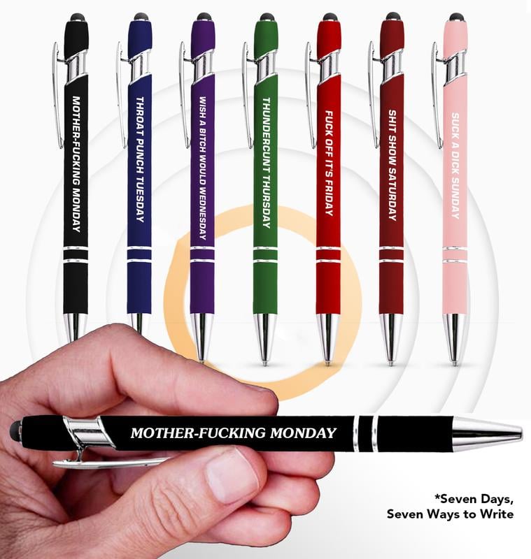 🔥Last Day Promotion 50% OFF💝Funny Stress-Relief Daily Quotes Metal Ballpoint Pen Set (7 Pcs) | 🎁Office Christmas Gift Exchange