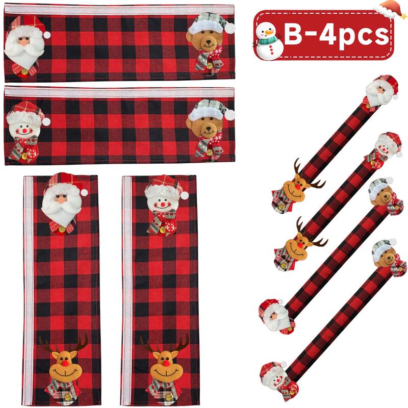 Christmas Refrigerator Handle Covers | Plush Plaid Wraps, product image 12
